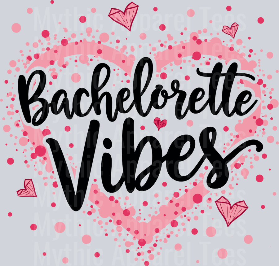 Bachelorette Vibes heart with pink hearts DTF Bridesmaid Transfers