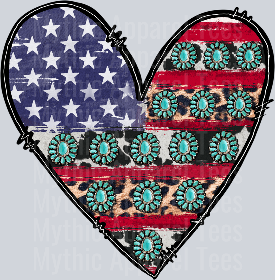 American Heart Bullet casings 4th of july DTF Patriotic Transfers