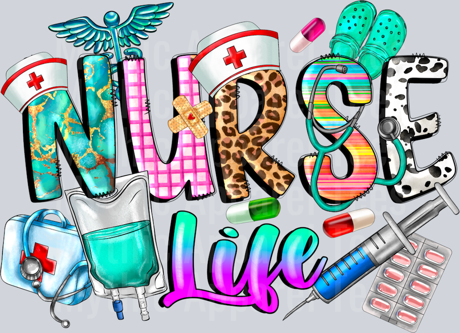 Nurse Life with Nurse Tools DTF Nurse Transfers