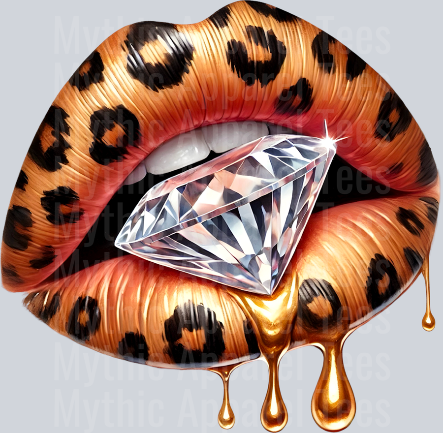 Gold Leopard Diamond Lips (9) DTF Glam Transfers
