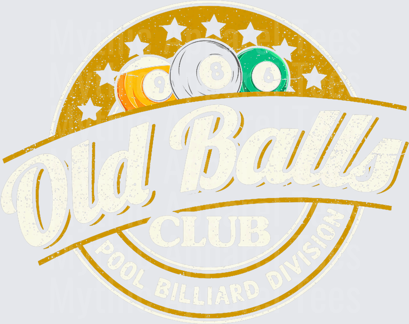 Old Balls Club Pool Billiard Division Vintage Distressed Badge with Stars and Billiard Balls