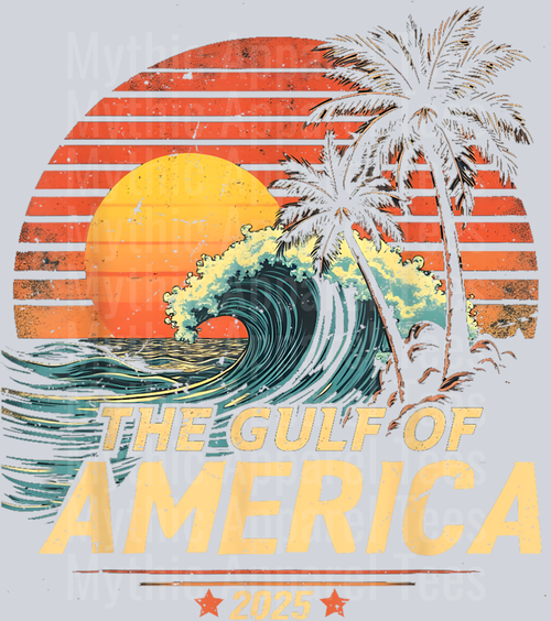 Retro Vintage Gulf Of US America 2025 American Flag Mexico 5 DTF Gulf Of America Transfers