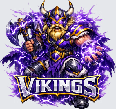 NFL Vikings Warrior Purple Lightning Axe Berserker Mascot