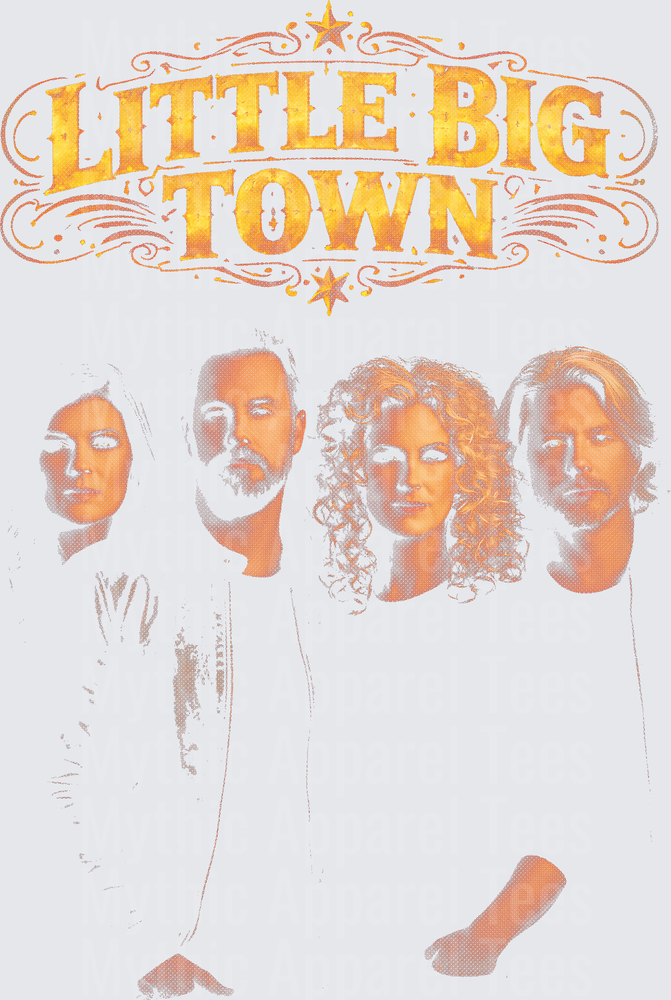 Little Big Town Country Music Band Group Portrait Orange Halftone Vintage Logo Design