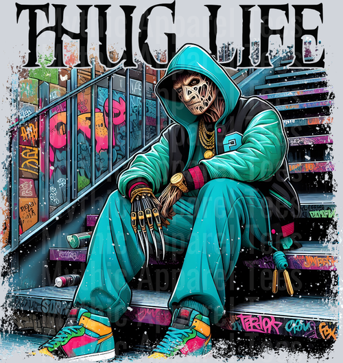 Freddy Kreuger 2 on stairs Horror Movie DTF Thug Life Transfers