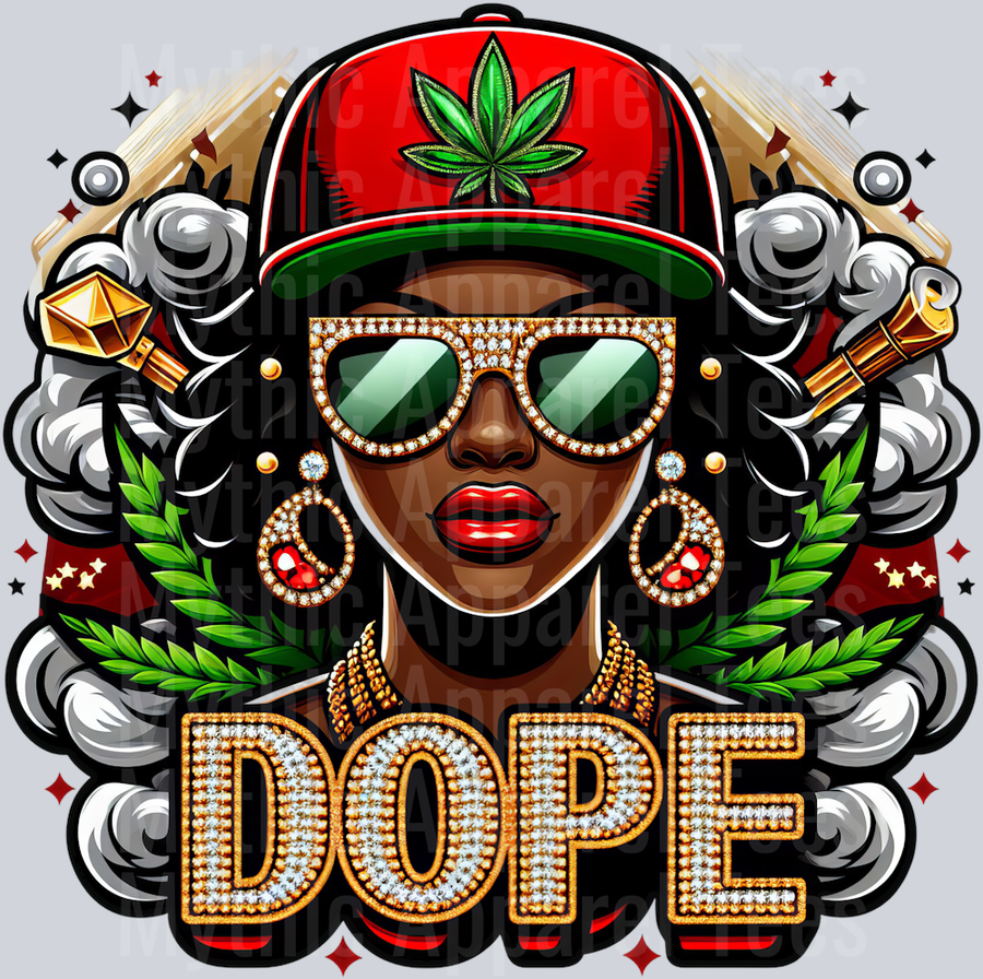 DOPE Girl Hat floral colors weed plant DTF Weed Transfers