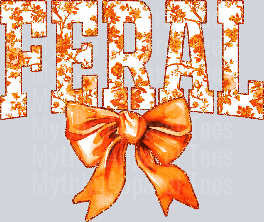 Orange Feral College Font With Bow Floral Pattern Feral Life