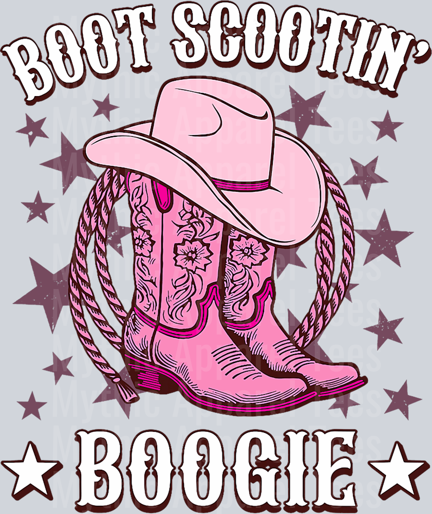 Boot Scootin Boogie Pink with Rope DTF Western Girl Transfers