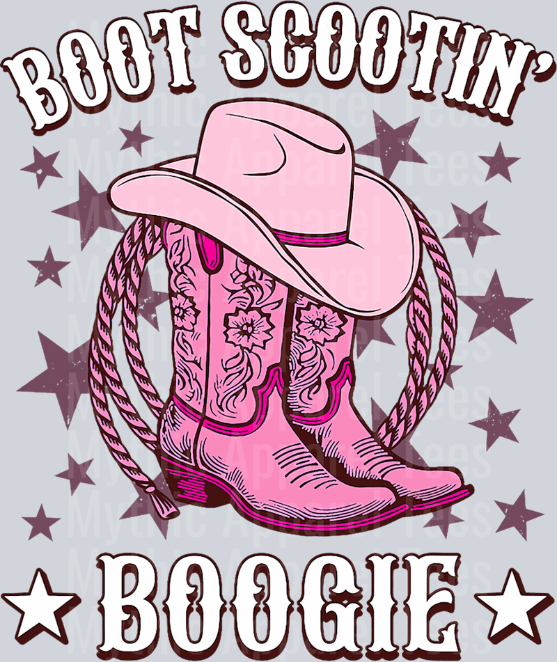 Boot Scootin Boogie Pink with Rope DTF Western Girl Transfers