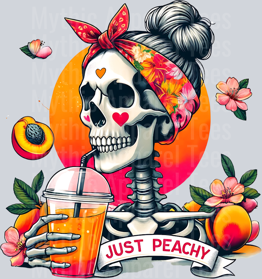 Just peachy skull girl with bandanna DTF Skull Transfers