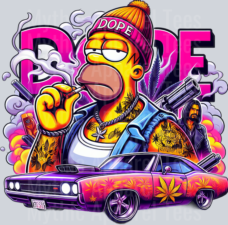 Homer Simpson Smoking Pop Culture DTF Weed Transfers