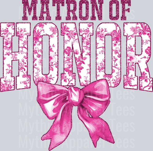 Light Pink Matron Of Honor College Font With Bow Floral Pattern Wedding