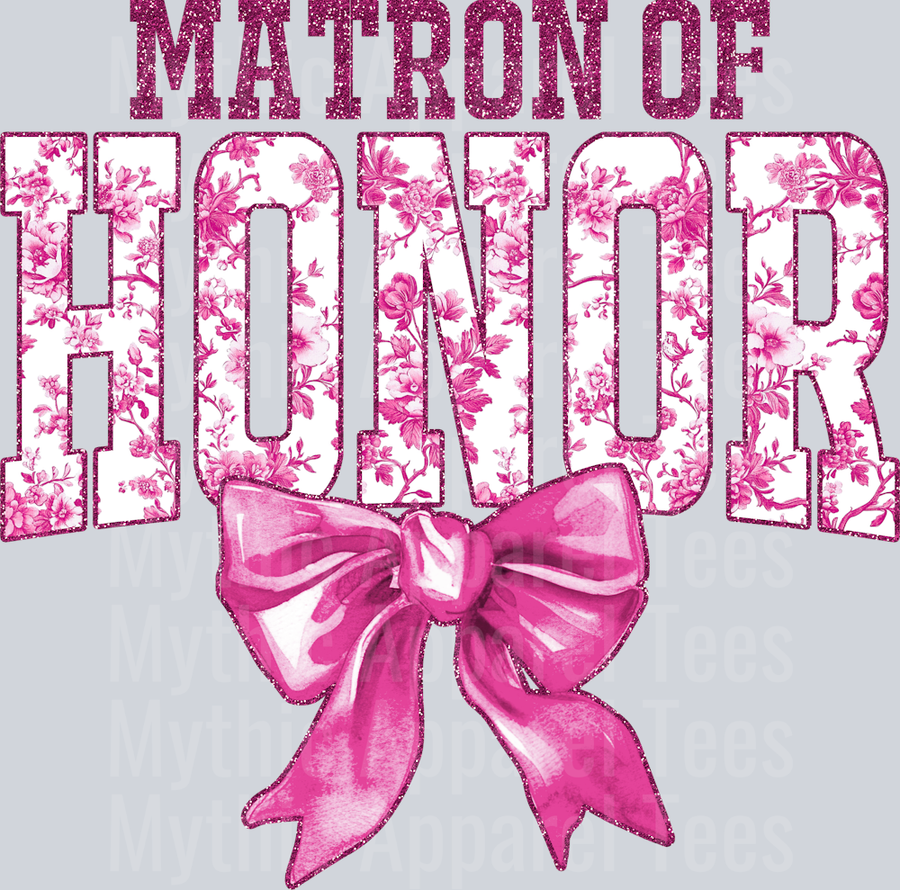 Light Pink Matron Of Honor College Font With Bow Floral Pattern Wedding