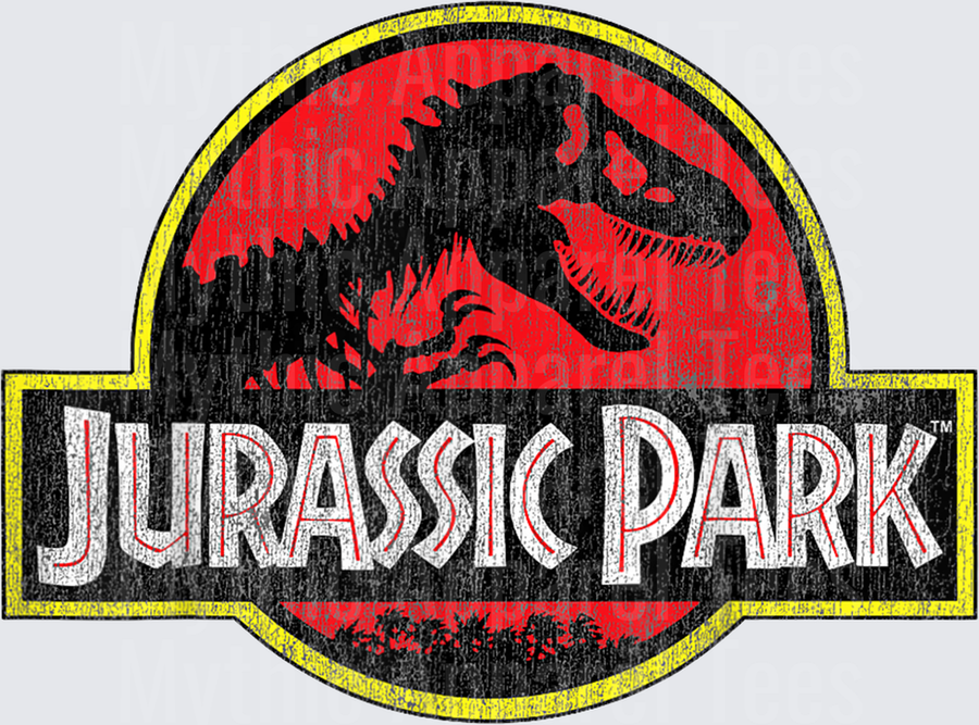 Jurassic Park Classic Logo Distressed Vintage T-Rex Silhouette Red Circle Emblem