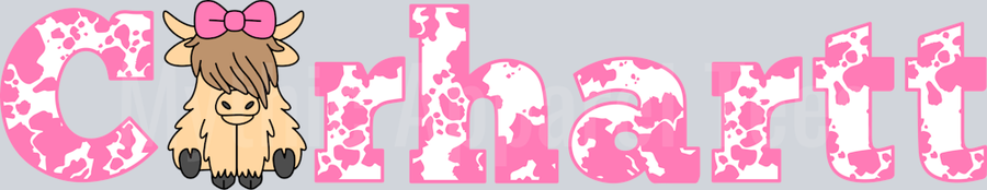 Pink Carhartt Highland Cows DTF Carhartt Highland Cow Transfers