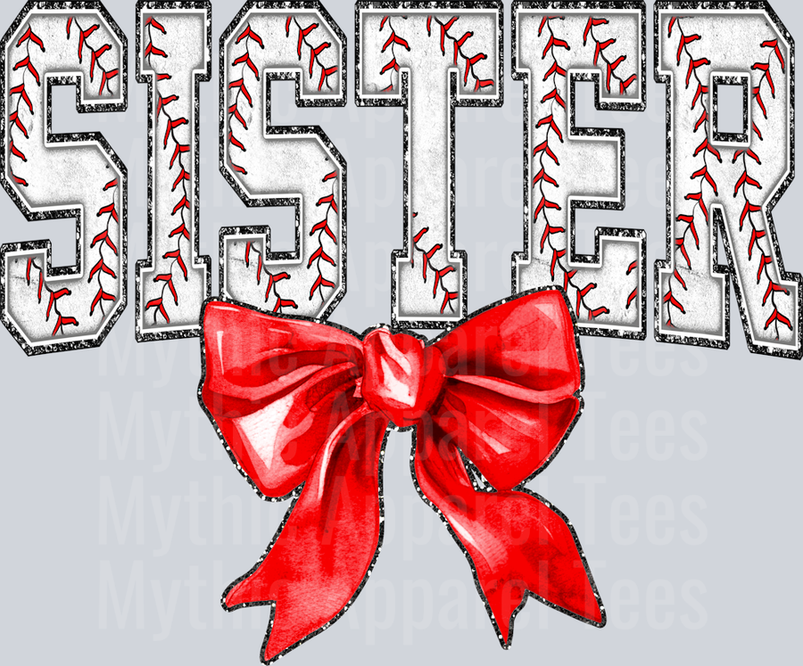 Baseball Sister Bow College Font Floral Pattern School Spirit & Sports