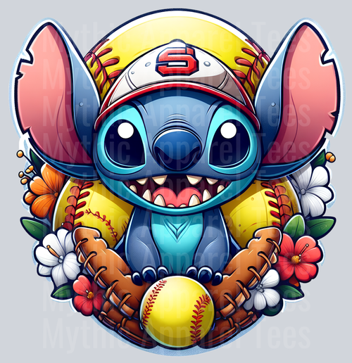 Stitch Softball DTF Stitch Sports Transfers