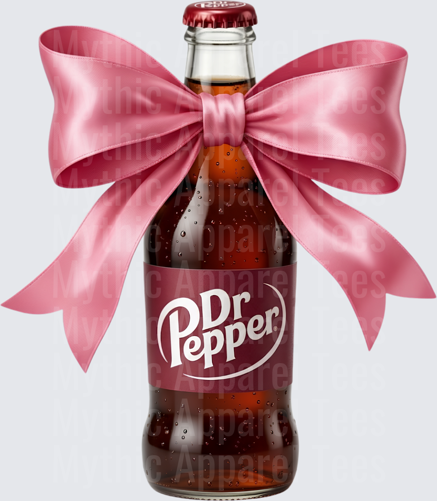 Dr Pepper Glass Bottle with Pink Satin Gift Bow
