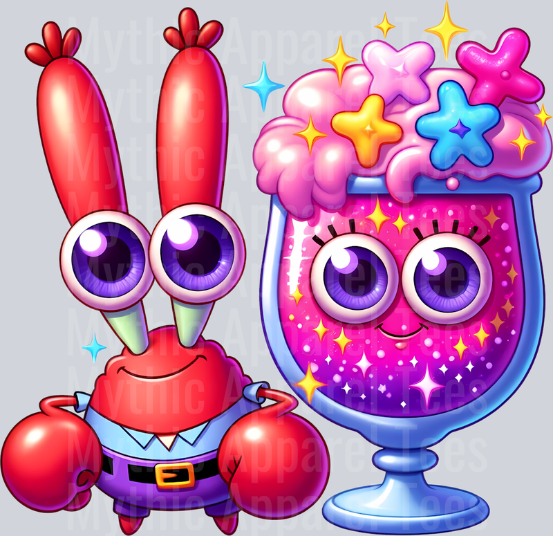 Mr Crabs with Margarita DTF Sponge Bob Transfers