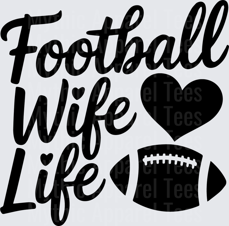 American Football Wife Life Script Heart and Ball Design