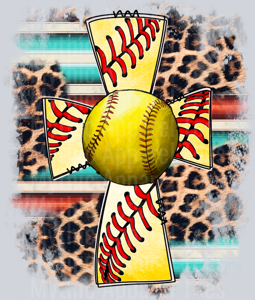 Softball Cross Leopard and Stripes Religious