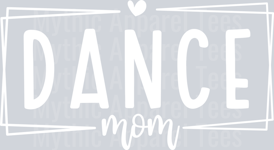 Dance Mom White rectangle with heart DTF Dance Team Transfers