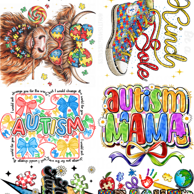 Autism Awareness GANG SHEET 10 FULL SIZE IMAGES