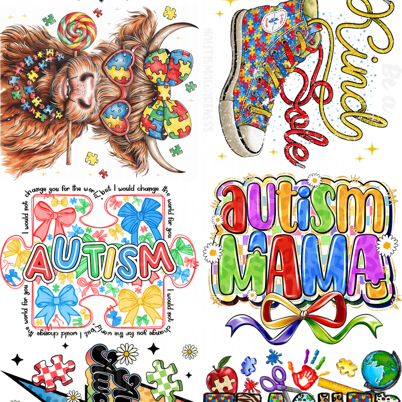 Autism Awareness GANG SHEET 10 FULL SIZE IMAGES