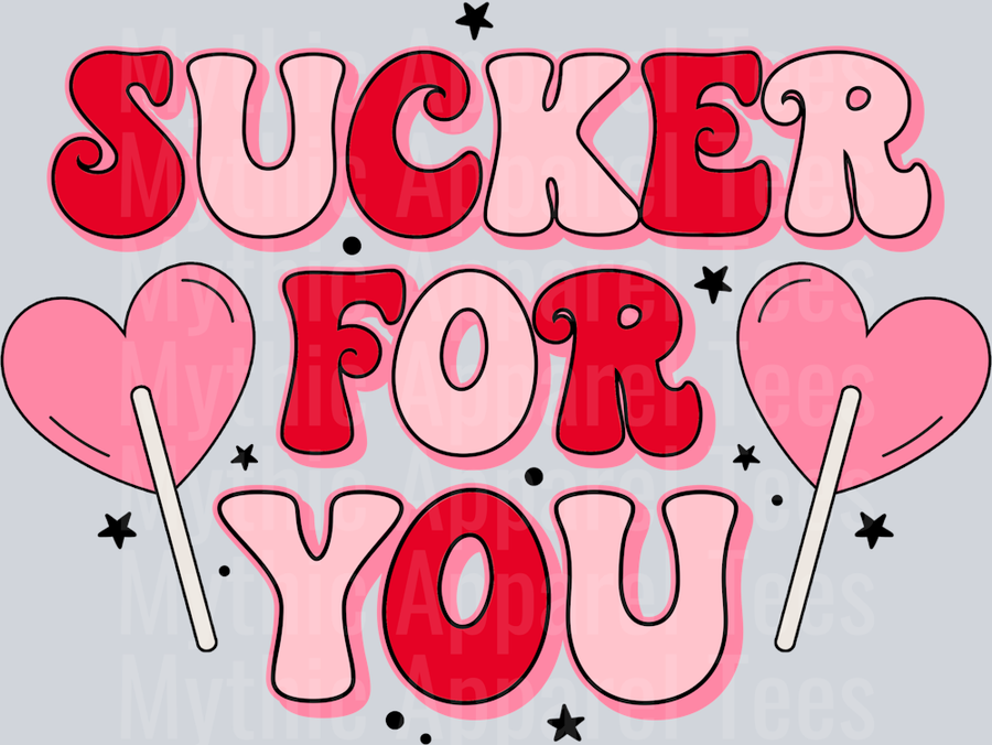 Sucker For You Wavy Retro Funny Designs Valentines Day Sequin