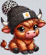 Leopard Print Carhartt Highland Cow, Animal Transfers, Farm Theme, Country Decor, Cows, Vintage Style, Highland Cattle, DTF Transfer