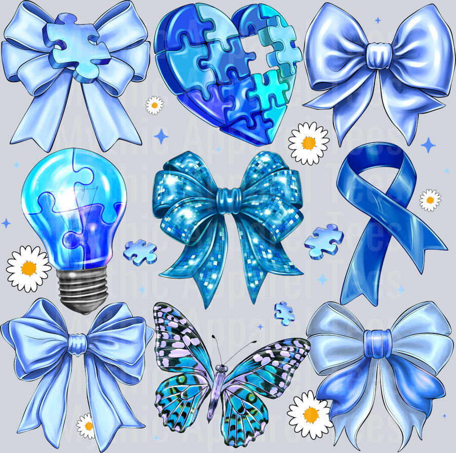 in April Blue Autism Awareness Bow