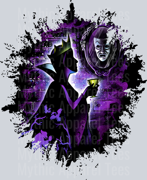 Evil Queen Disney Villain Dark Silhouette Color Splash Crystal Ball Vision