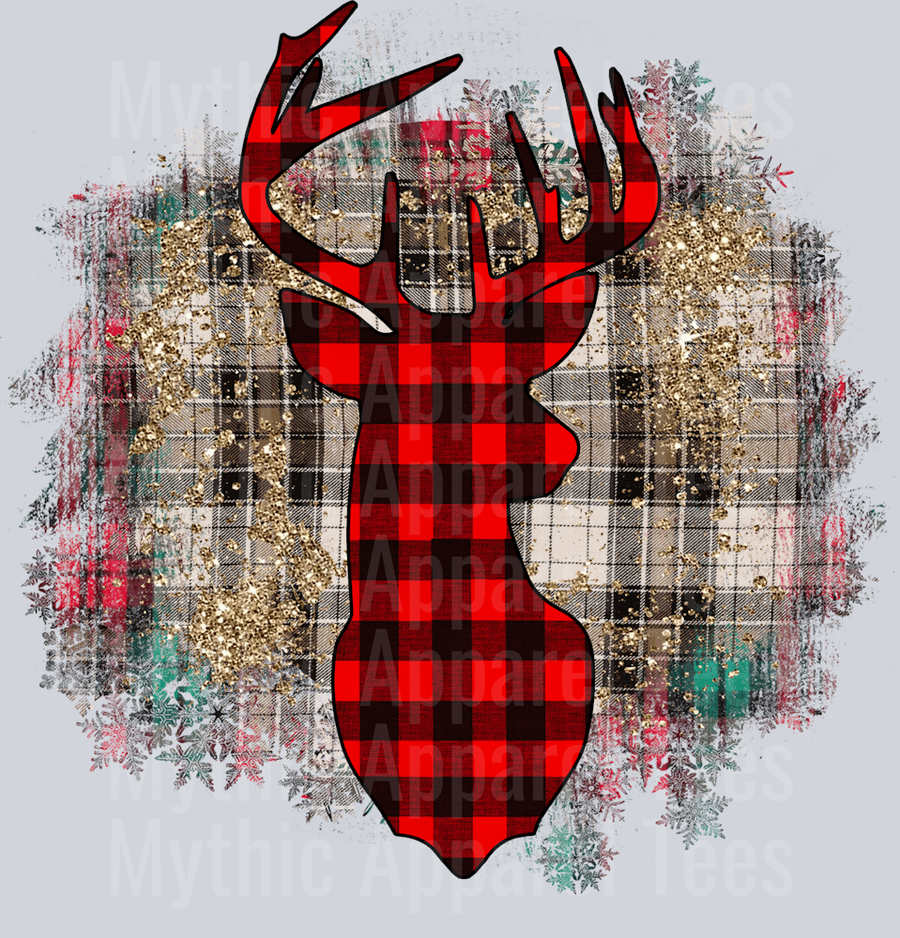 Christmas Reindeer Plaid DTF Christmas Transfers