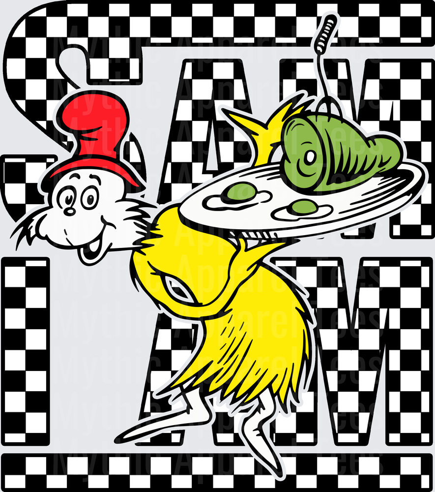 DR Seuss Sam I Am Green Eggs and Ham Checkered Letters