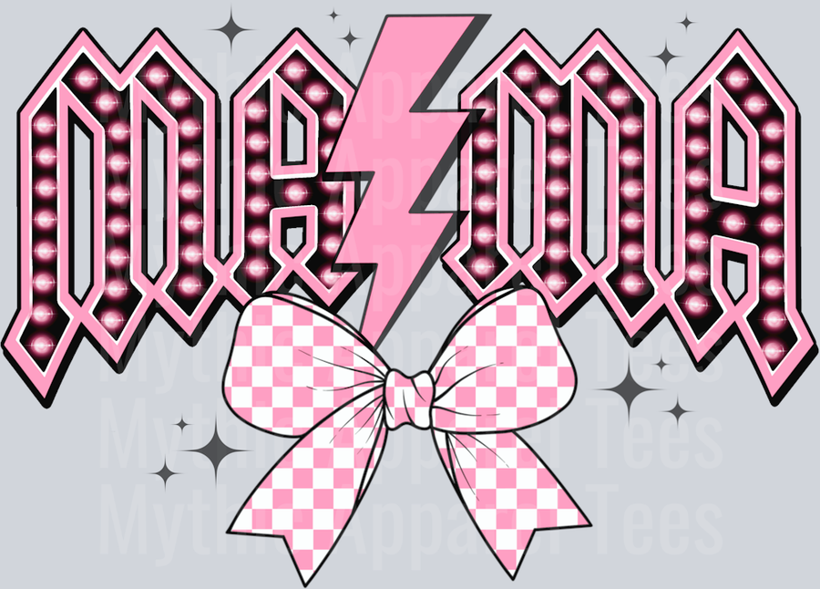 Mama pink lightning bolt bow DTF Mom Transfers