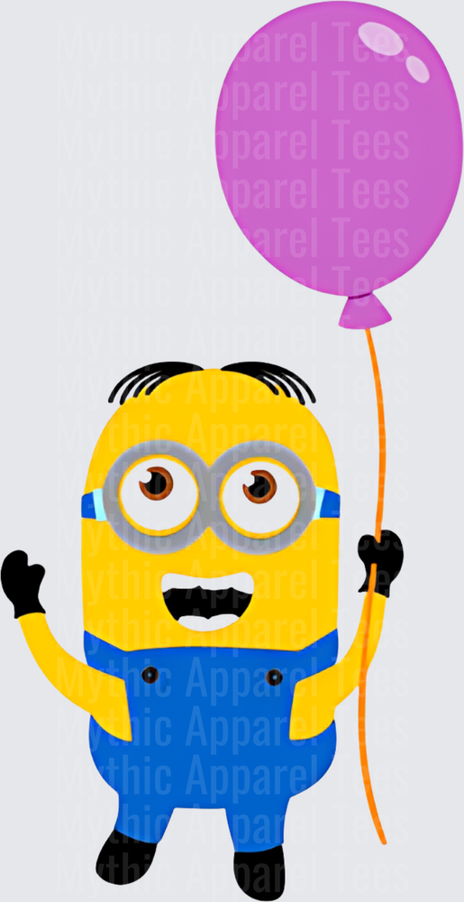 Minnions Dave Holding Purple Balloon Blue Overalls Happy