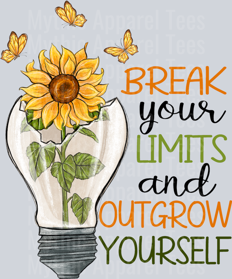 Break your limits lightbulb and flower DTF Empowerment Transfers