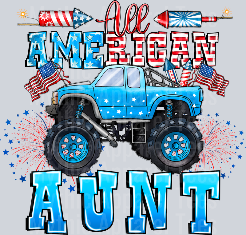All American Aunt 4th of july DTF Patriotic Transfers