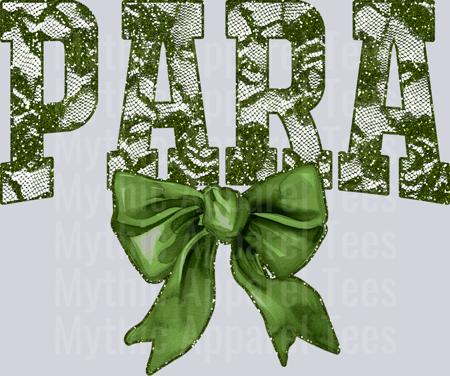 Olive Green Lace Para St Patrick's Day College Font Floral and shamrock pattern