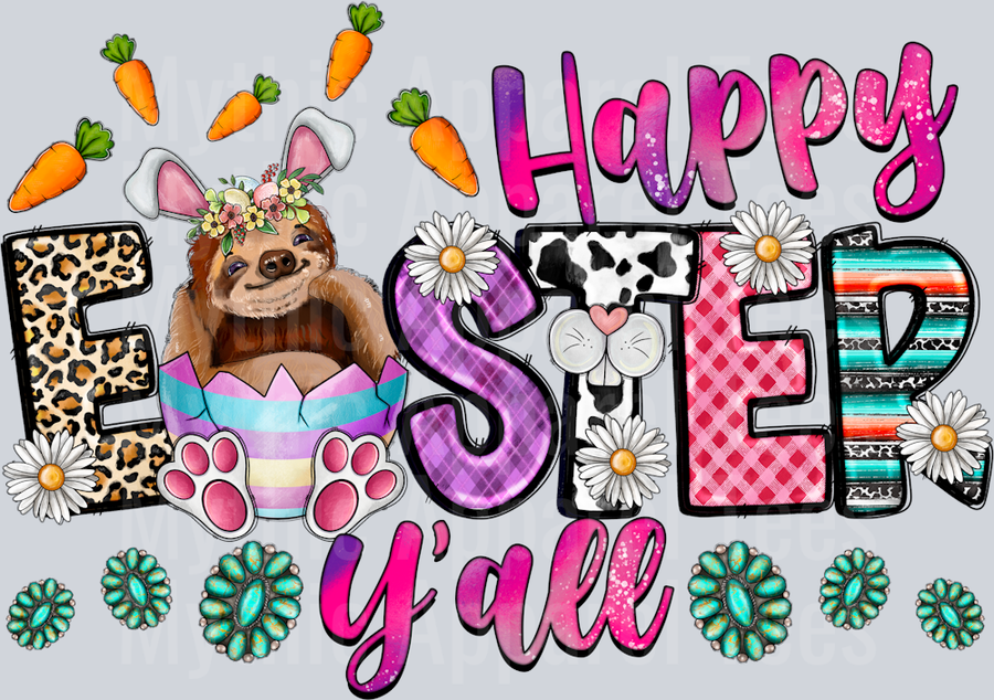 Happy Easter Yall Sloth Esmerelda