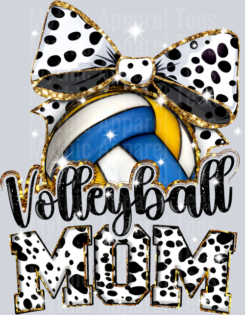 Volleyball MOM with ball and blue yellow white cute DTF Sports Transfers