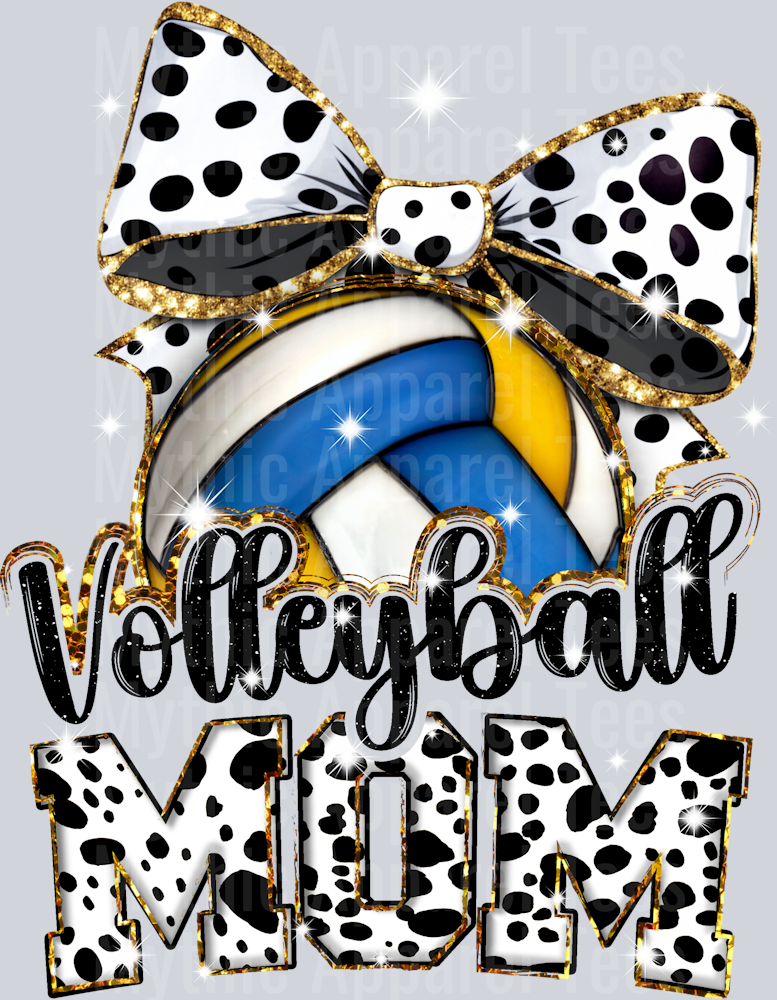 Volleyball MOM with ball and blue yellow white cute DTF Sports Transfers