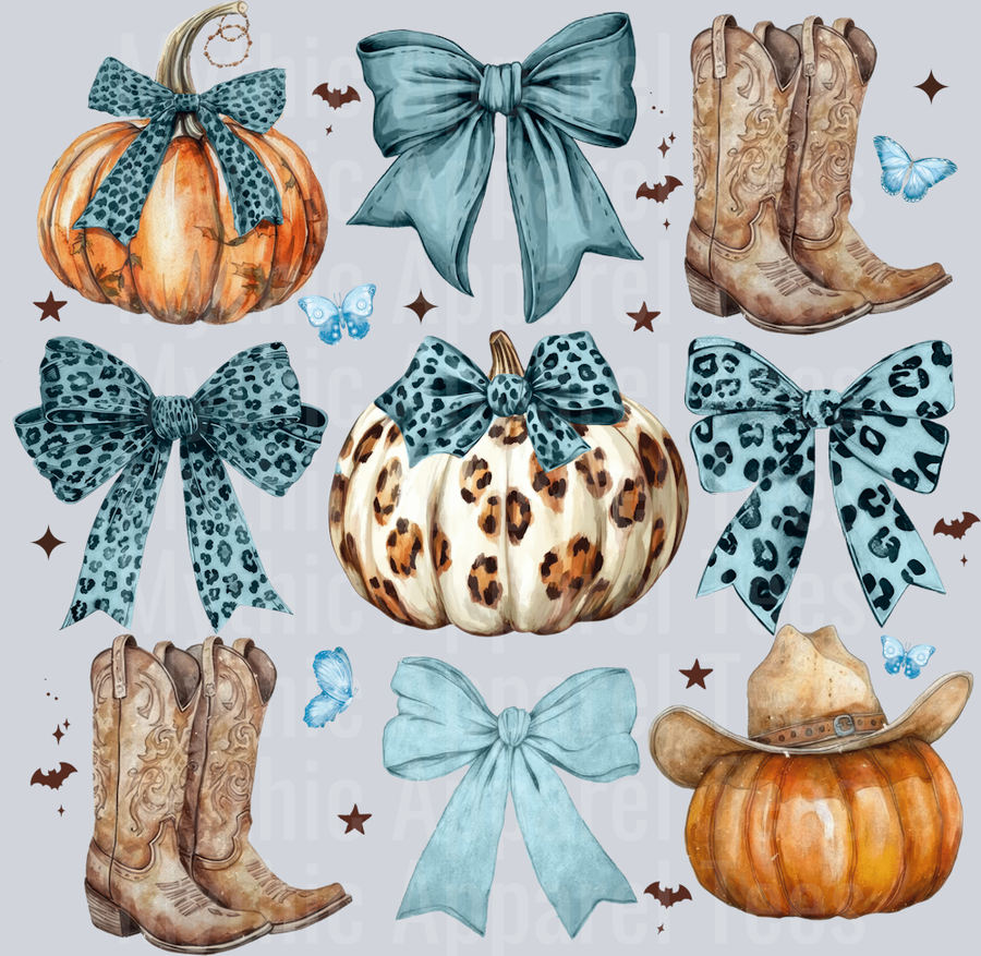 Leopard Pumpkin Bow and boots DTF Fall Transfers