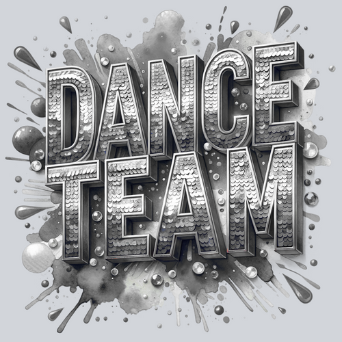 Dance Team Sequins Transfers, Dance Team Transfers, DTF Transfers, Sparkly Style, Gray