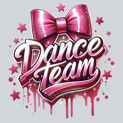 Dance Team Airbrushed Transfers, Maroon Color, DTF Designs, Dance Graphics, Stars, Bow, Cheerful Spirit, Team Spirit, DTF Transfer