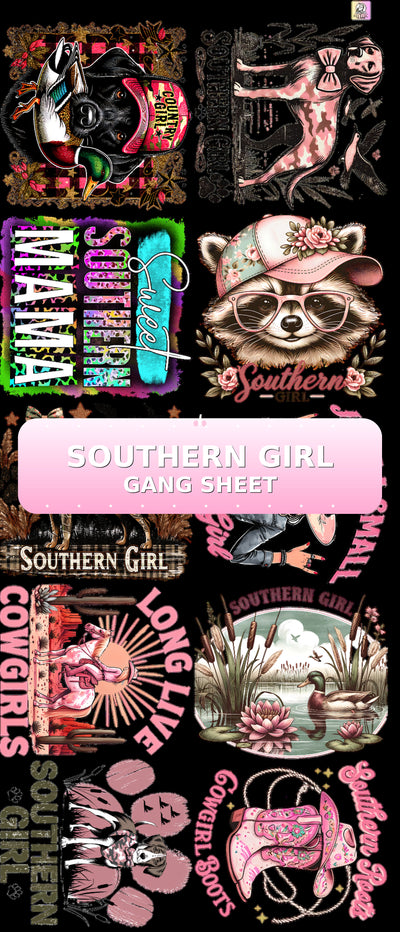 Southern Girl Western GANG SHEET 10 FULL SIZE IMAGES