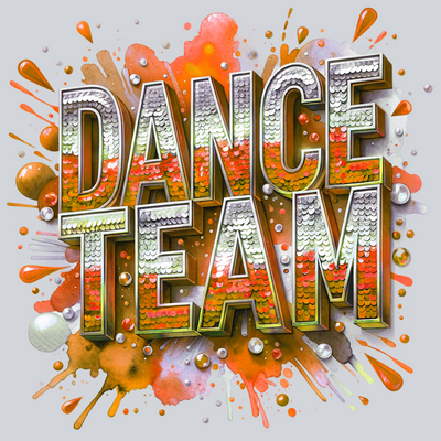 Dance Team Sequins Transfers, Dance Team Transfers, Orange, Glitter, Sparkle, Dancer Designs, Cheerleading, Creative Descriptor, DTF Transfer