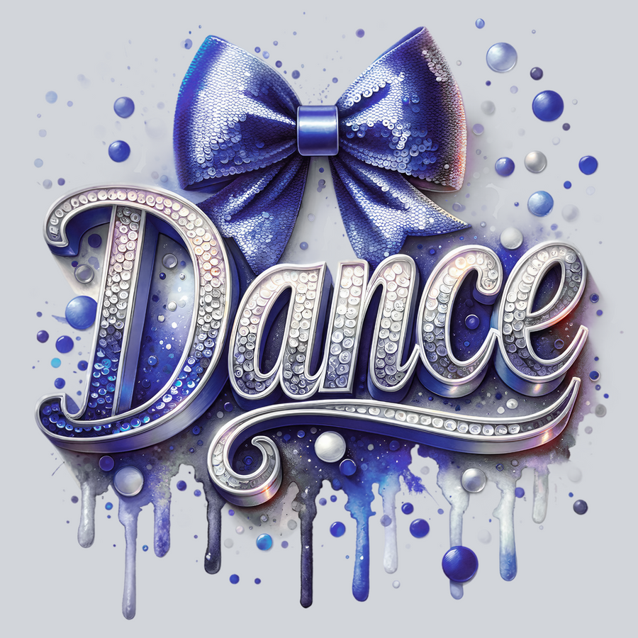 Dance Sequins Transfers, Dance Transfers, Dance Swoosh, Navy Blue, Glitter, Inspirational, DTF Transfer