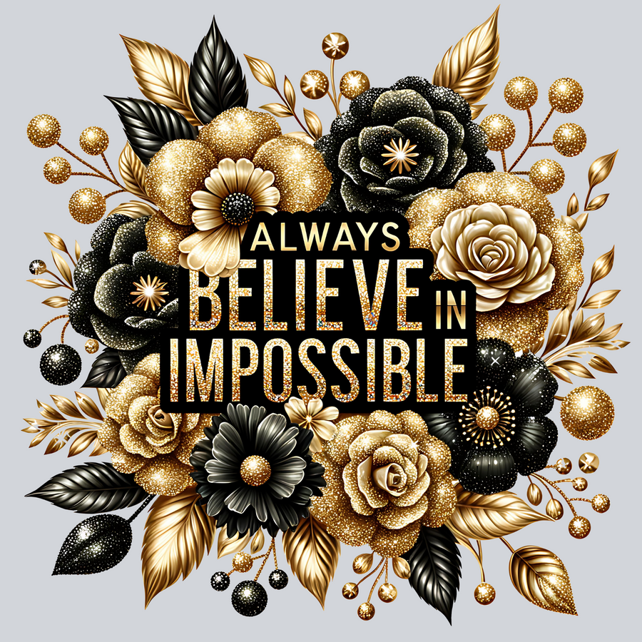 Always Believe In Impossible, Inspirational Transfers, Motivational Quotes, Floral Design, DTF Transfer