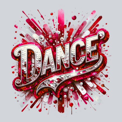 Dance Swoosh Transfers, Sequin Design, Red Color, Dance Theme, Glitter Design, Crafters, T-Shirt Makers, DTF Transfer